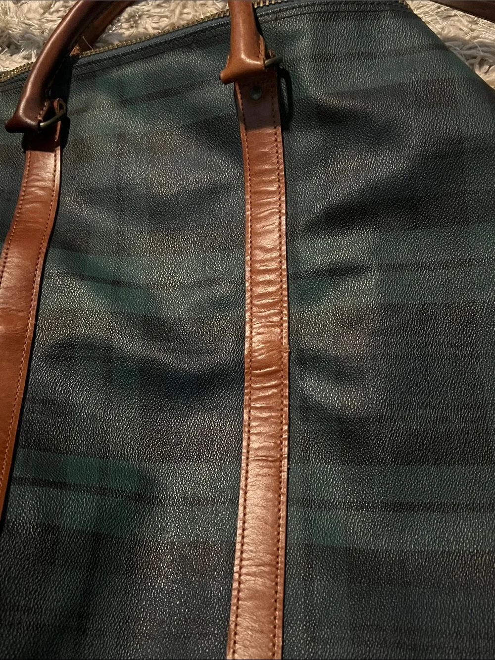Vintage POLO RALPH LAUREN Classic Green Plaids Tartan XL Overnight Duffle Bag
